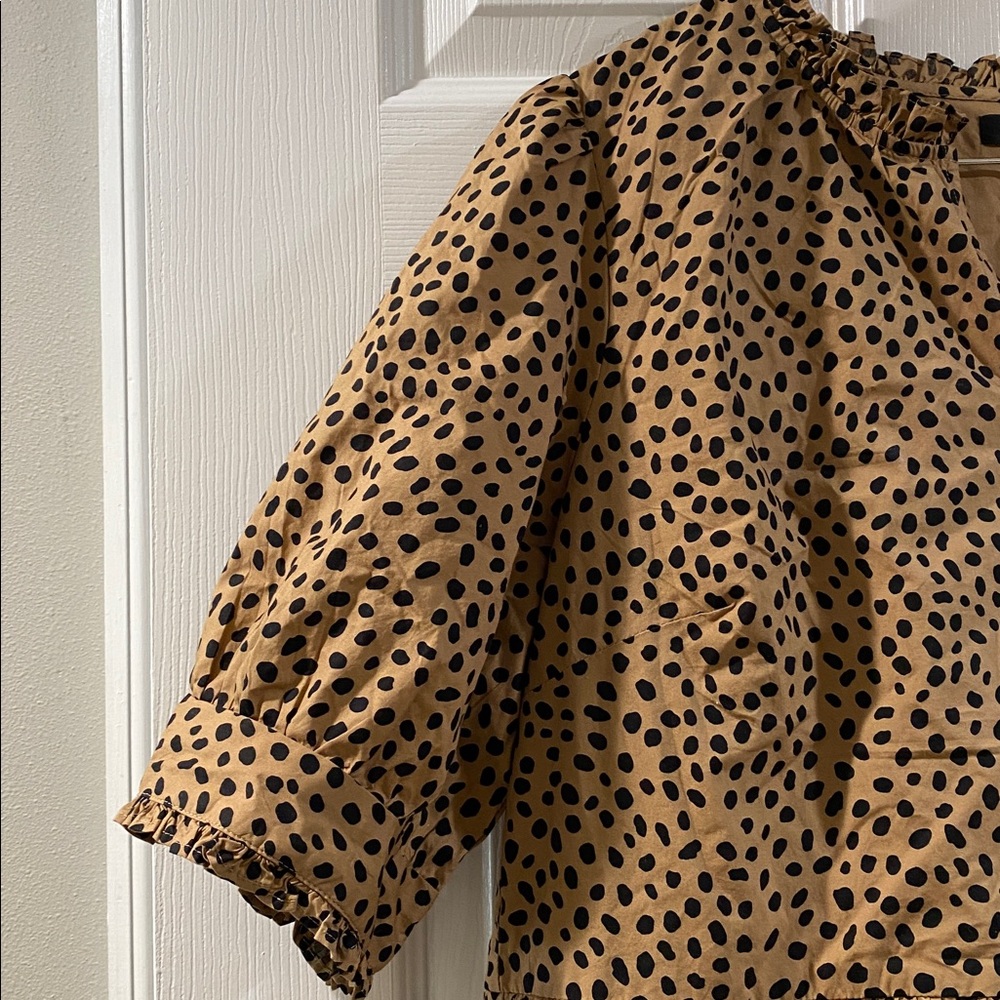 J. Crew Tan and Black Polka Dot Midi Dress - Picture 6 of 15
